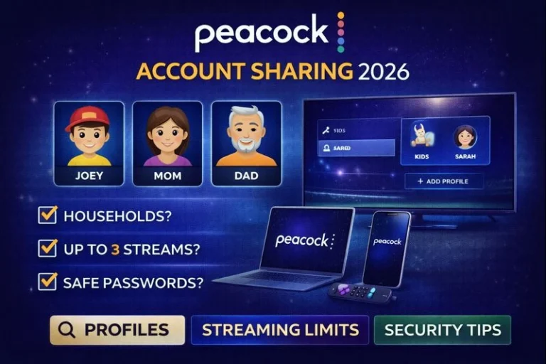 Peacock Free Trial Account Sharing in 2026: Profiles, Simultaneous Streams & Family Rules